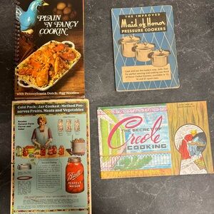Vintage Cookbooks Set - pressure cooker, Amish noodles, creole cooking, ball jar